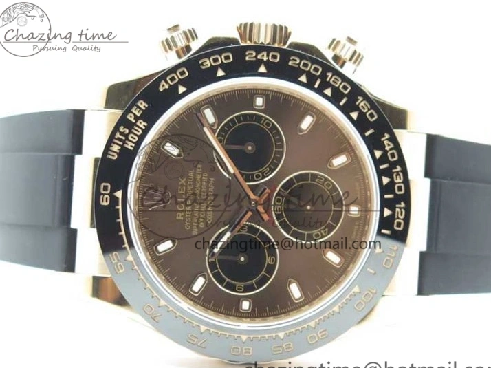 1224 Daytona 116515 Noob 1:1 Best Edition Chocolate Dial Lume Markers on Black Rubber Strap SA4130 (Free Extra Strap) V Stylish 2976